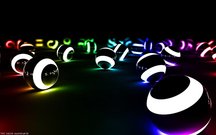 round assorted-color LED light fixture lot, ball, neon, digital art