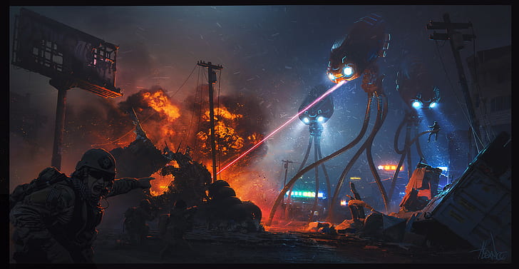 aliens, War of the Worlds, soldier, explosion