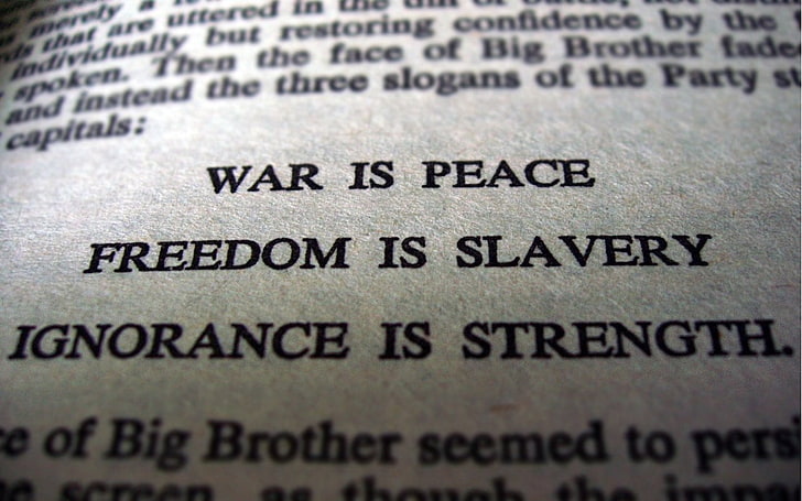 untitled, books, George Orwell, 1984, text, slavery, dom, war