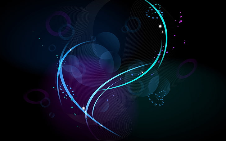 purple and teal abstract artwork, patterns, lines, dark, glitter, HD wallpaper