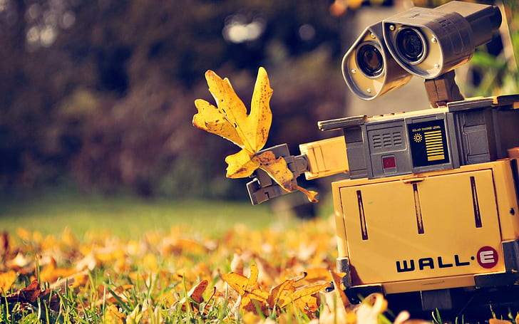 Walle in Fall, gray and yellow wall e device, diverse, autumn, HD wallpaper