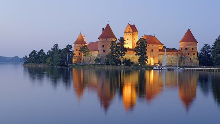 palace, Trakai, castle, Lithuania, bricks, fort, HD wallpaper