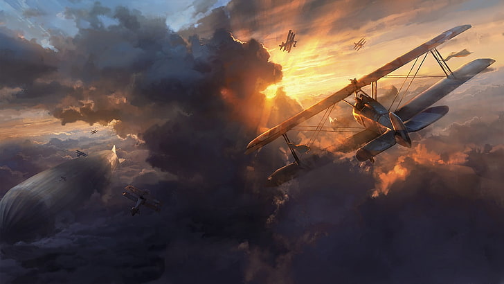 biplane digital wallpaper, video games, Battlefield 1, cloud - sky