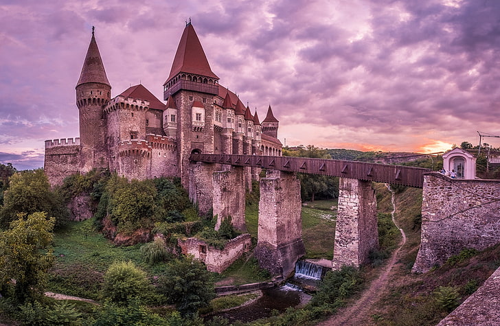 Corvin Castle, Hunedoara, Romania, Europe, Travel, Sunset, Gothic, HD wallpaper