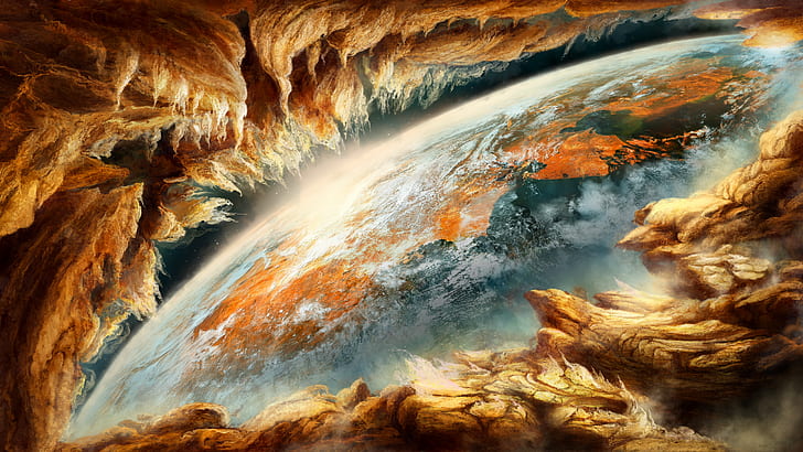 space art, planet, earth, fantasy art, artistic, artwork, 8k uhd, HD wallpaper
