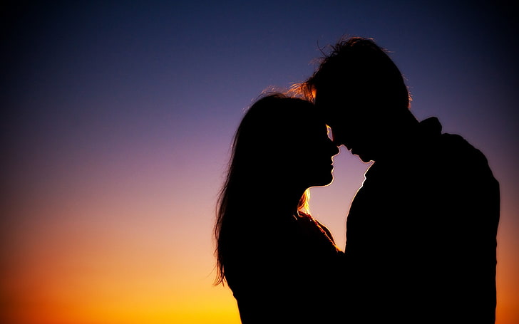 silhouette of man and woman, photography, people, love, two people