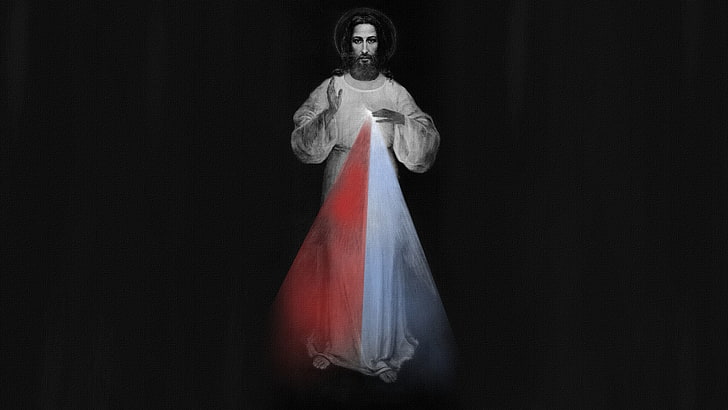 Divine Mercy, Jesus Christ, monochrome, painting, religious