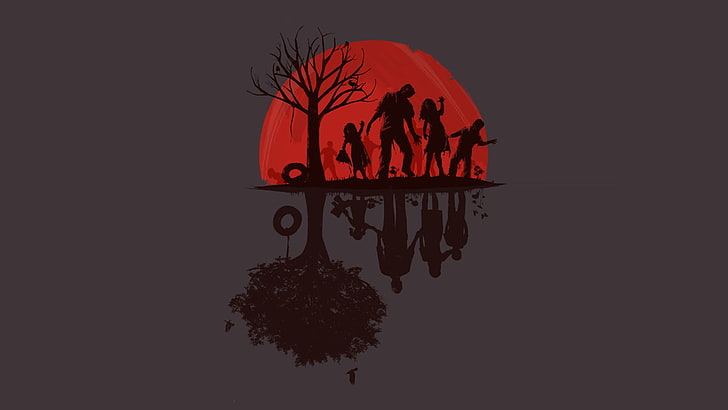 zombie illustration logo, zombies, gray, minimalism, digital art, HD wallpaper