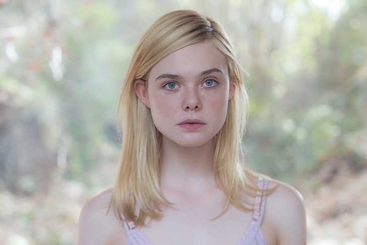 elle fanning, portrait, headshot, hair, looking at camera, young adult