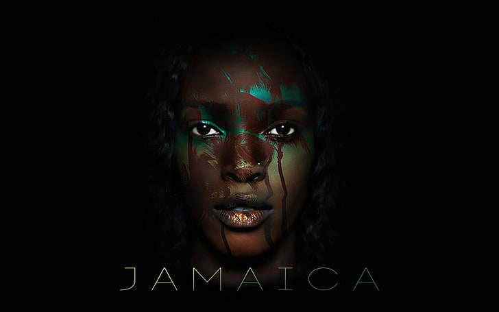 Jamaica, dark, face, typography, women, portrait, headshot, HD wallpaper