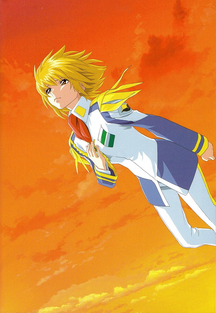 anime, Gundam Seed, colored background, destruction, motion