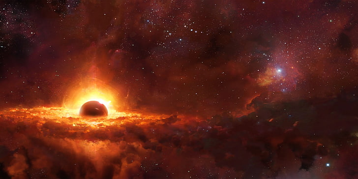 black hole illustration, space, space art, astronomy, star - space, HD wallpaper