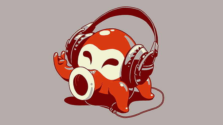 brown octopus wearing headphones illustration, Super Mario Bros.