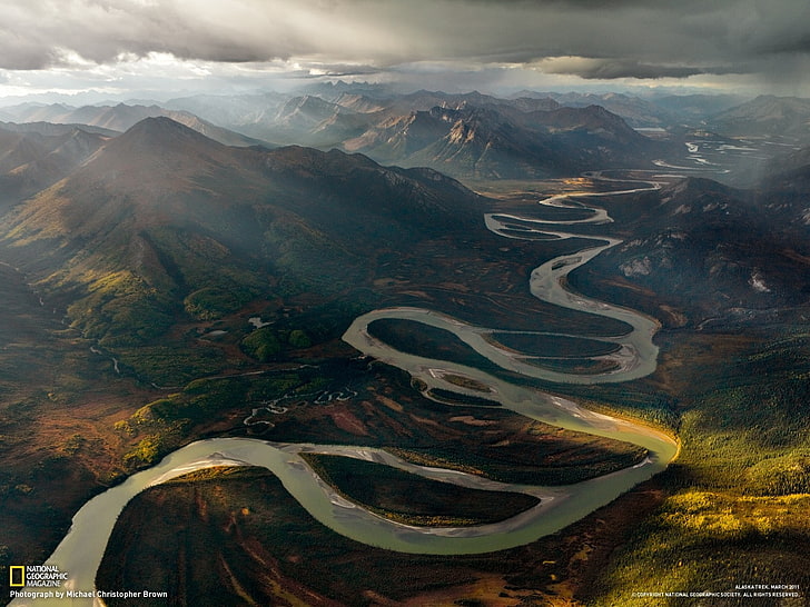 mountains landscapes valleys alaska national geographic rivers Nature Rivers HD Art
