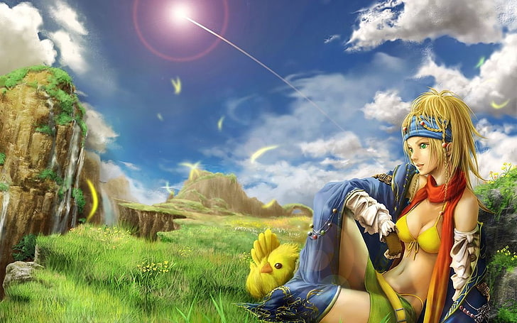 woman sitting illustration, Final Fantasy, Final Fantasy X-2