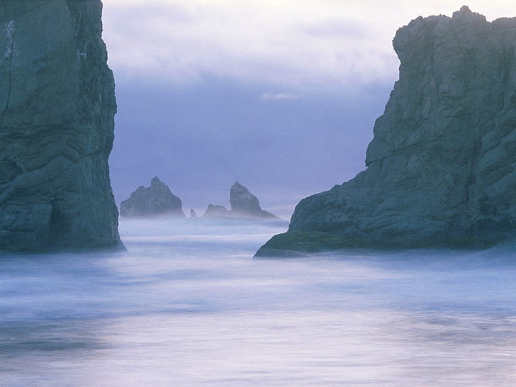 body of water, rocks, fog, secret, nature, sea, rock - Object, HD wallpaper