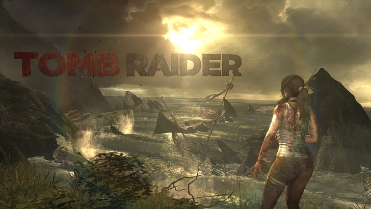 The Walking Dead DVD case, Tomb Raider, Lara Croft, sea, shipwreck, HD wallpaper