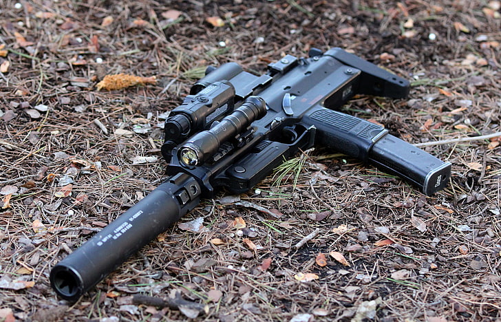 black submachine gun, weapons, the gun, Heckler &amp; Koch, HD wallpaper