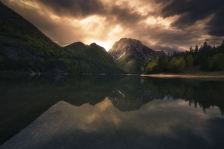 nature, photography, landscape, lake, reflection, mountains