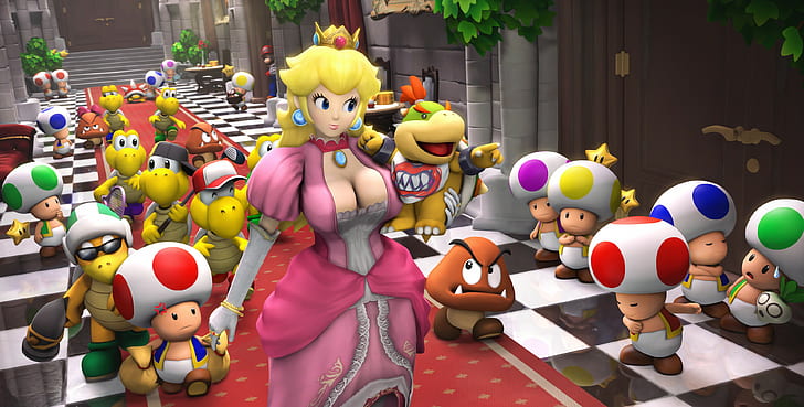 Super Mario, mario, video games, princess peach, render, 3D, super mario 3d character illustration