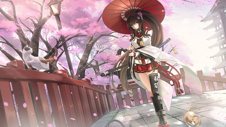 female anime with katana sword HD wallpaper, Kantai Collection, HD wallpaper