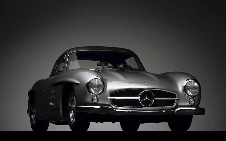 gray Mercedes-Benz car, studio shot, land vehicle, mode of transportation, HD wallpaper