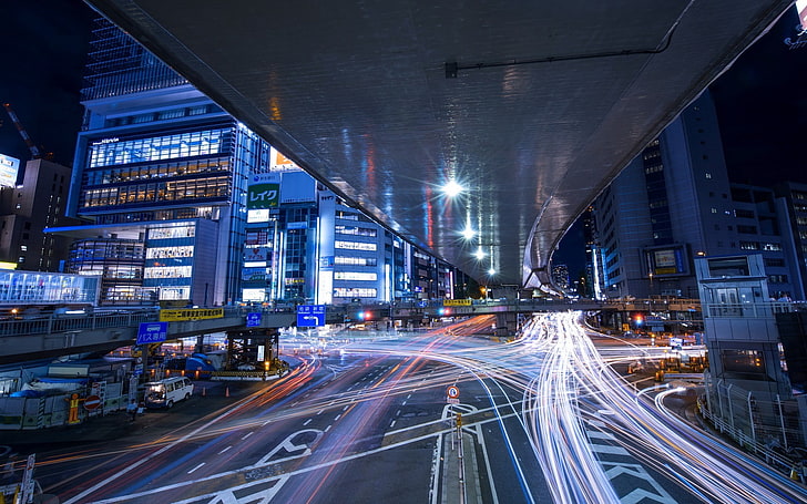 photography, urban, building, night, lights, street, Japan