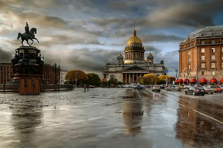 St Petersburg, rain, Autumn, HD wallpaper