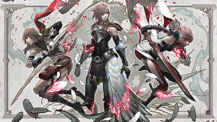 Wallpaper Lightning, Final Fantasy XIII-2, Sword, Armor, Beautiful