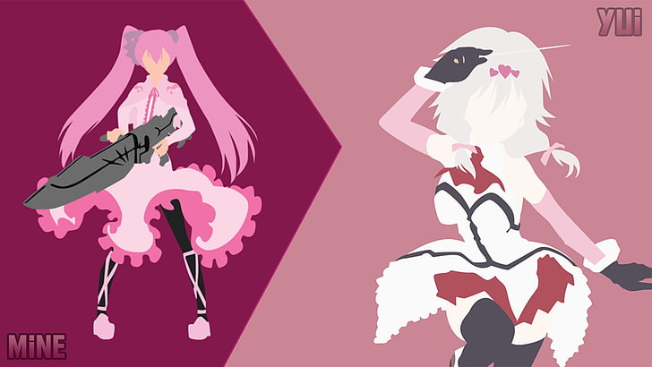 Kurata Yui, mine, pink, anime, Hakame Ga Kill, Trinity Seven, HD wallpaper