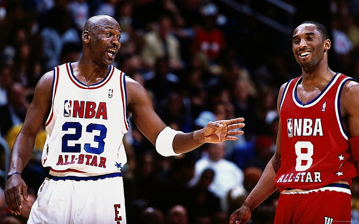 Michael Jordan and Kobe Bryant, nba, basketball, sport, athlete, HD wallpaper