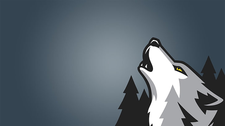 wolf illustration, digital art, simple background, minimalism