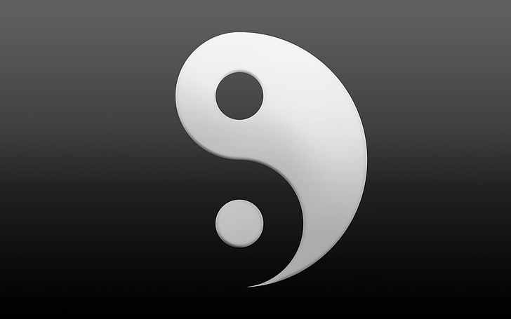 Yin and Yang logo, symbol, illustration, sign, backgrounds, white, HD wallpaper