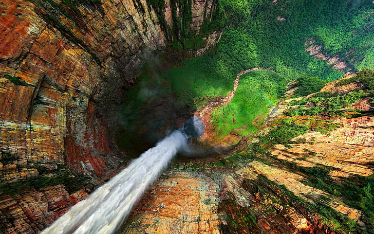nature, waterfall, landscape, Venezuela, HD wallpaper