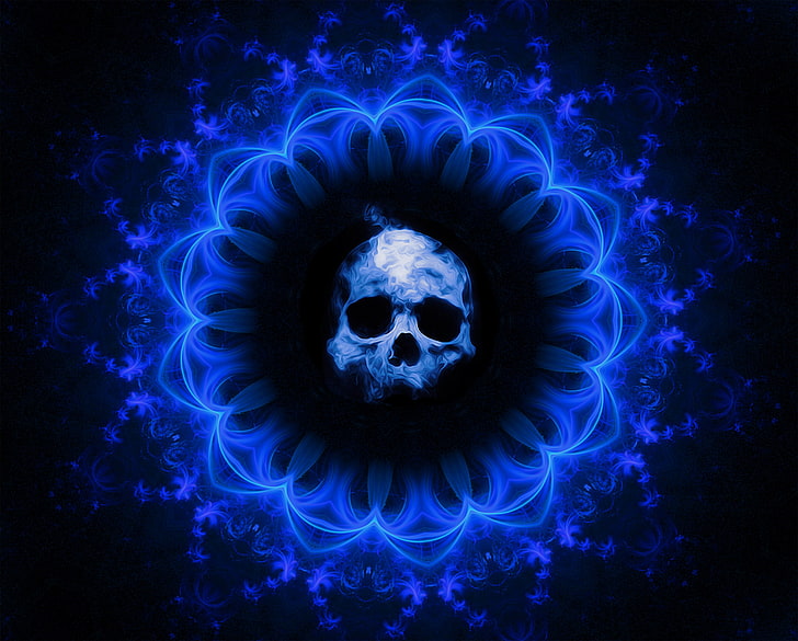 Blue Flame Skull Background