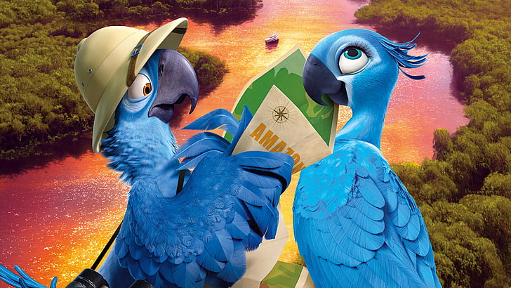 Rio 3D illustration, rio 2, blu, jewel, 2014, bird, nature, animal, HD wallpaper