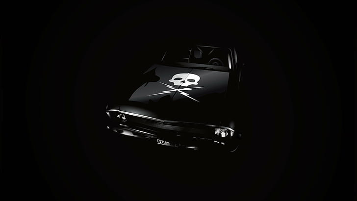 skull, Chevrolet, black background, Nova, Death Proof
