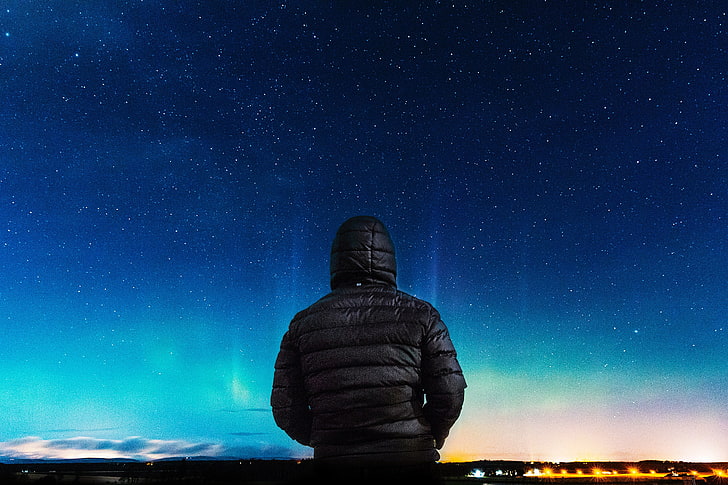 night, aurora  borealis, alone, stars, starry night, star - space, HD wallpaper
