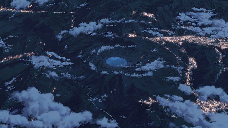 white clouds, Makoto Shinkai, Kimi no Na Wa, anime, nature, no people
