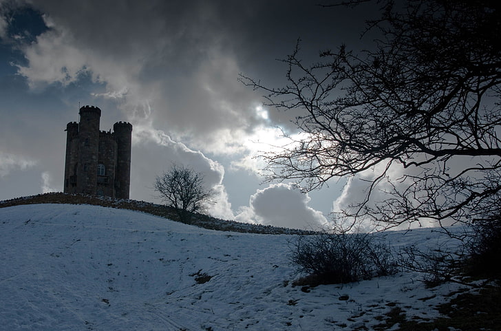 broadway tower worcestershire, architecture, sky, cloud - sky, HD wallpaper