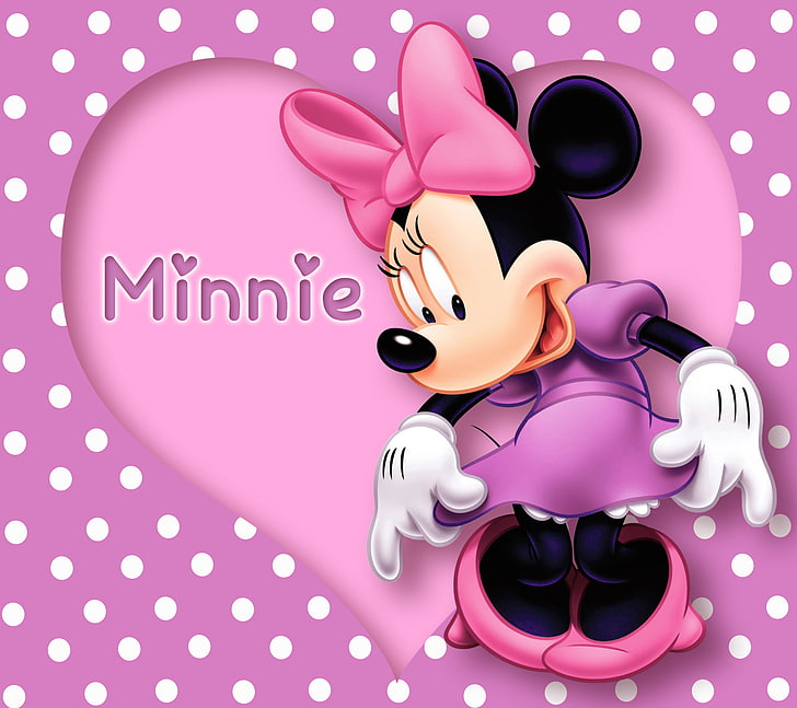 HD wallpaper: Minnie Mouse wallpaper, heart, pink, cartoon, disney, purple  | Wallpaper Flare