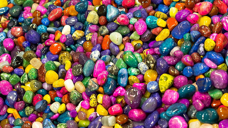 bunch of assorted-color pebbles, stones, texture, pattern, surface