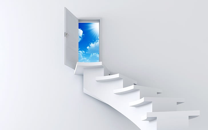 Stairway to Heaven, sky, pics, photo, door, HD wallpaper