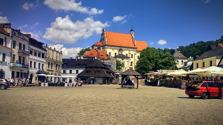 Poland, town, markets, Kazimierz Dolny, Polish, town square, HD wallpaper