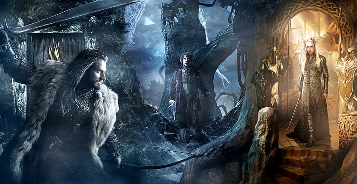 Lord of the Rings illustration, The Hobbit, Bilbo, Thranduil, HD wallpaper