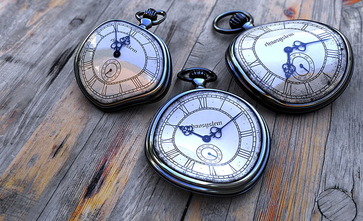 Old Pocket Watches, three silver-colored Salvador Dali watches, HD wallpaper
