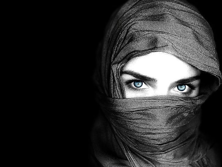 hijab veil, Women, Eye, looking at camera, portrait, one person