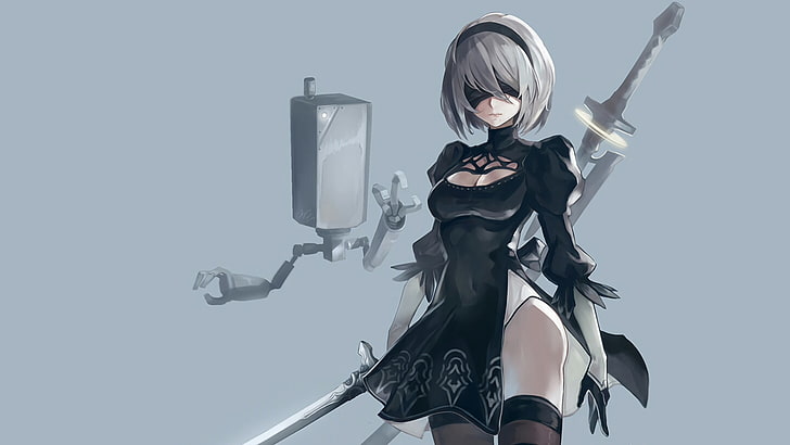 anime girl character holding sword wallpaper, Nier: Automata, HD wallpaper