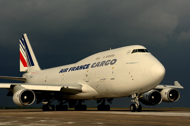 Air France Cargo plane, boeing 747-400, airliner, boeing commercial airplanes, HD wallpaper