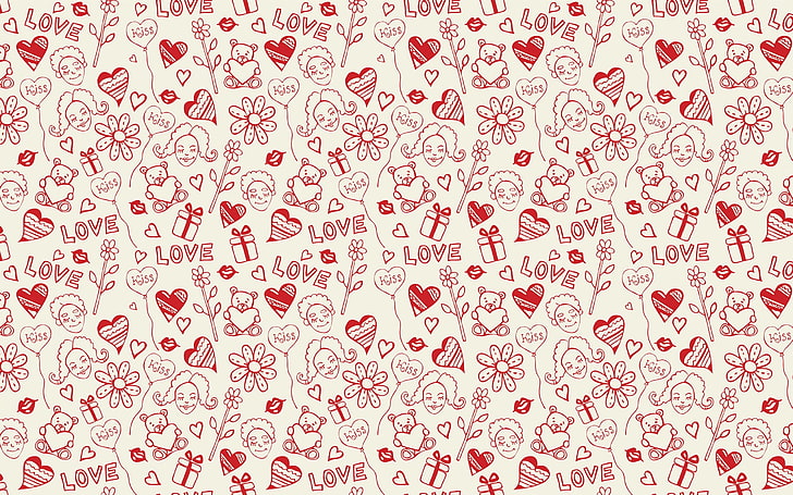 HD wallpaper: red and gray heart print digital wallpaper, drawing, love,  colorful | Wallpaper Flare